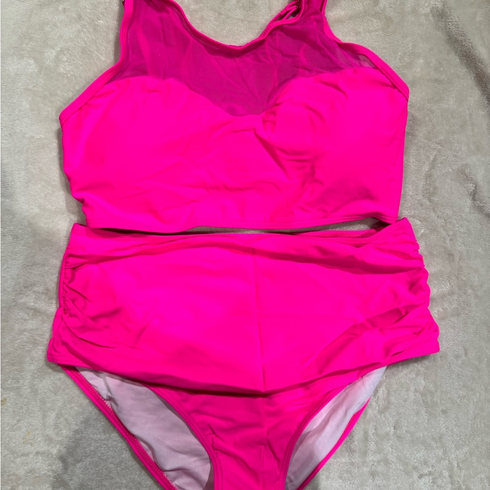 RXRXCOCO Mesh Women High Waisted Bikini Tummy Control, Size Large Two Piece  NEW - Picture 6 of 7